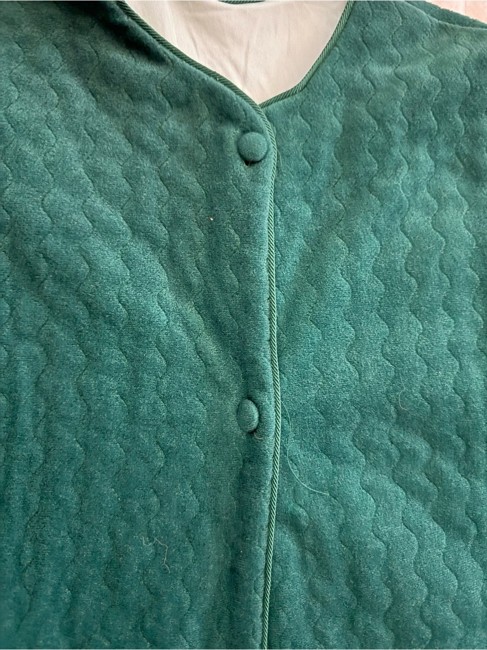 Vintage Formfit Rogers Emerald Green Quilted Duster Robe Petite M Made USA 80s - Picture 4 of 8